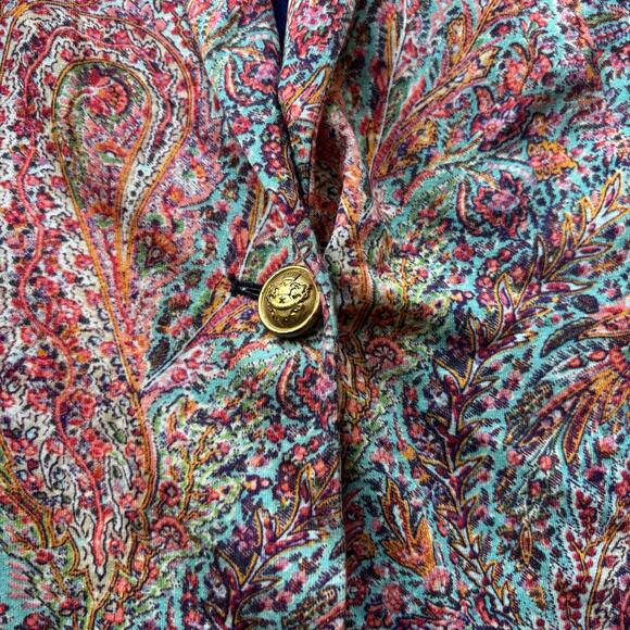 Zara Basic Blazer Women's Medium Paisley Print Knit Stretch One Button Jacket - Picture 4 of 12